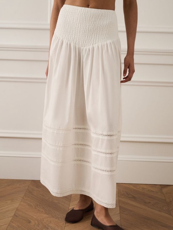 WeWoreWhat Dresses & Skirts - WeWoreWhat Cream Maxi Skirt with Smocked Waist